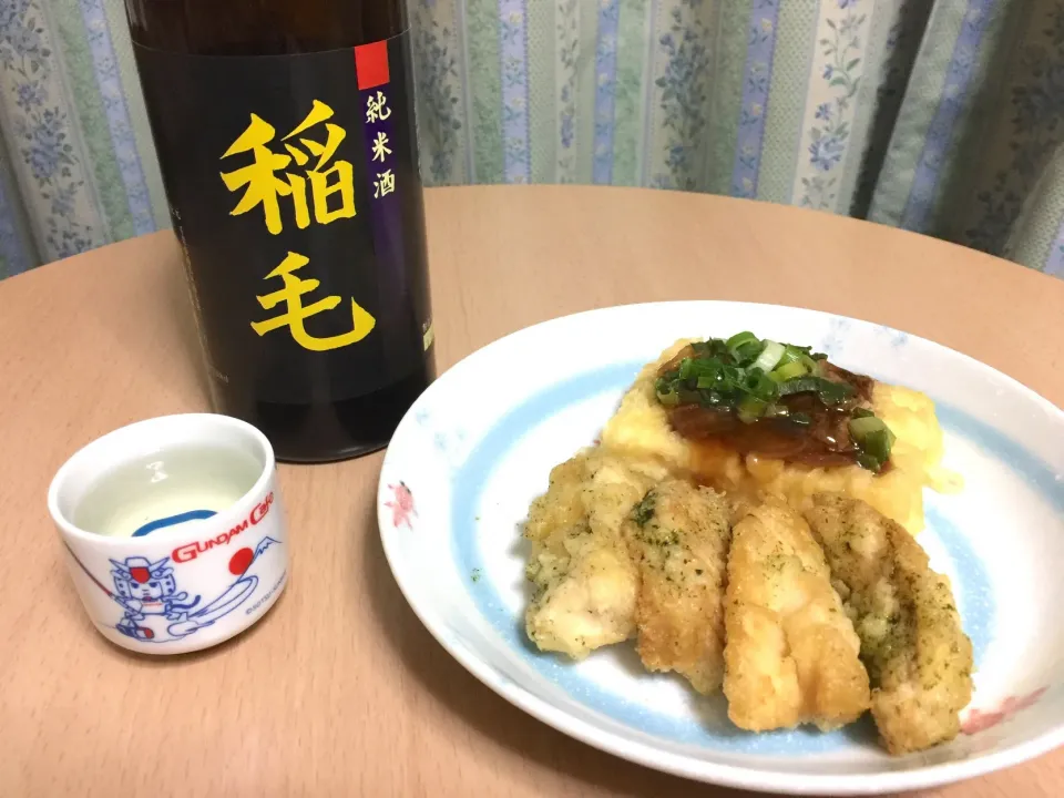 純米酒 稲毛 w/ とり天と九条葱のせ肉豆腐|T. Wonderさん