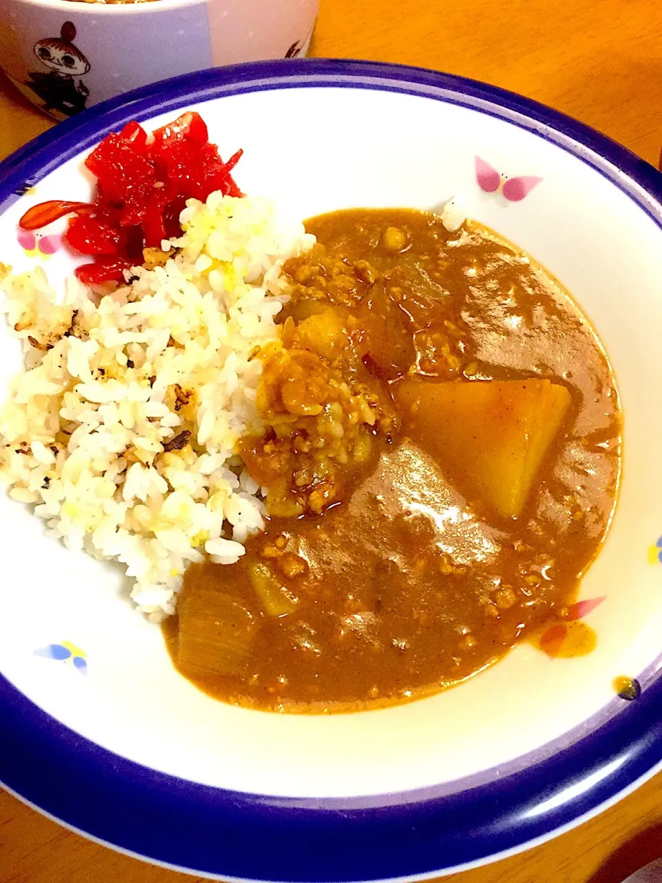 土鍋で白米玄米ひき肉トマトカレー|みつなち☆さん