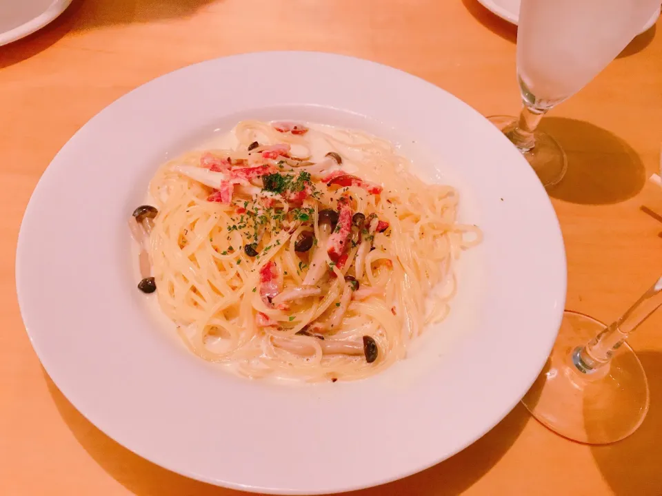 ベーコンとキノコのクリームパスタ|ちゃみこさん