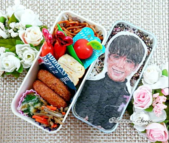 Snapdishの料理写真:SHINee『ミンホ/MINHO/민호/珉豪』弁当
 #オブラートアート
 #似顔絵弁当|みんなのあねごさん