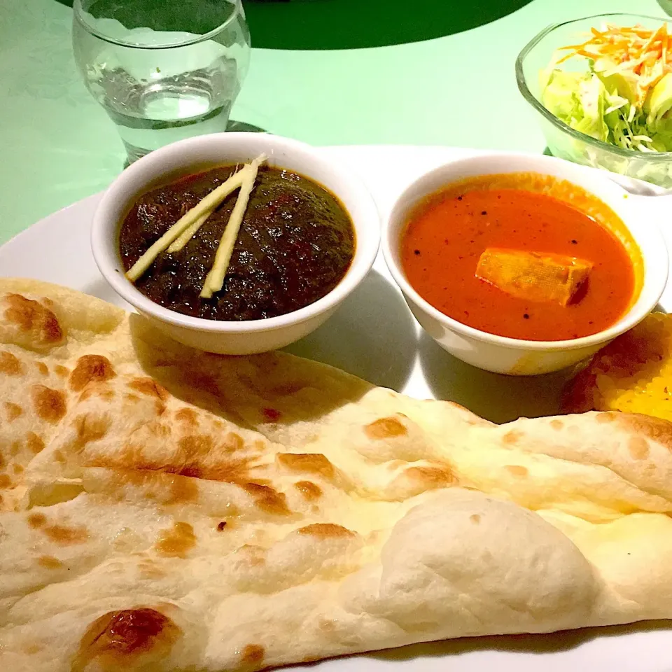 ほうれん草とチキンカレー、豆腐とトマトのカレー@シャングリラ#北インドカレー|カリー仙人さん