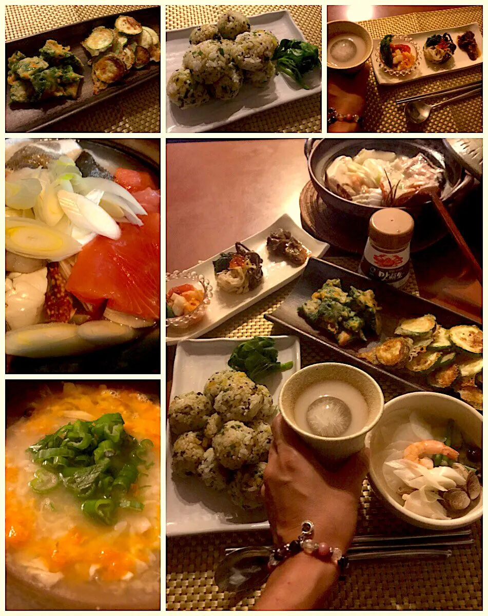 Snapdishの料理写真:한국 요리🇰🇷Tonight Amigo's Korean Dinner🍴韓国料理<안티파스토･주먹밥･호박전･해물탕>|🌈Ami🍻さん