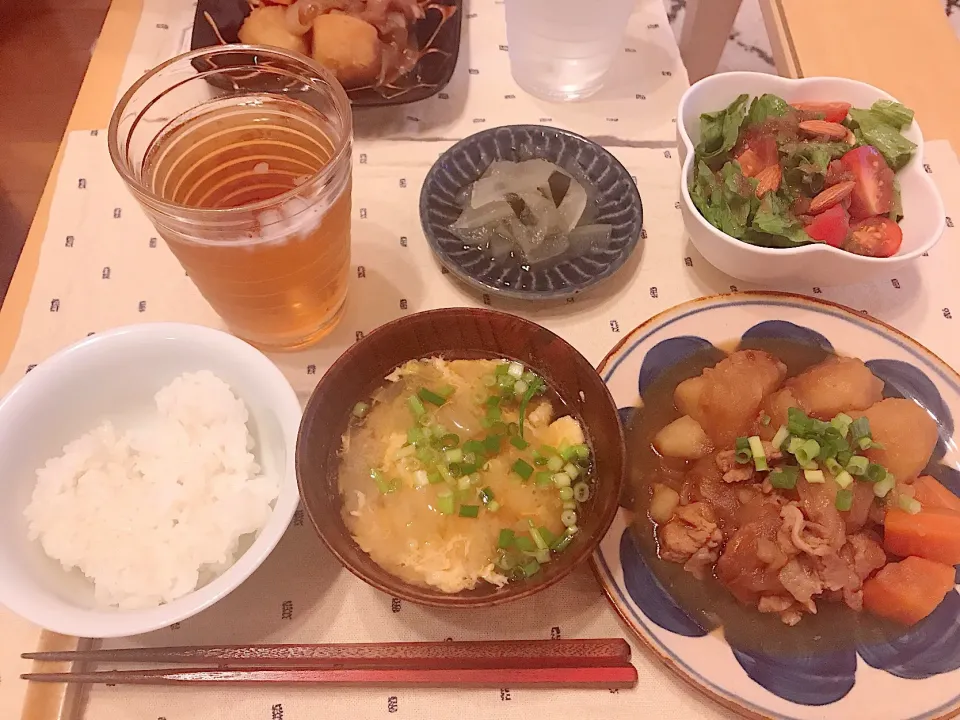 #肉じゃが #サラダ #冬瓜の酢の物 #白菜と卵の味噌汁|nozomiさん