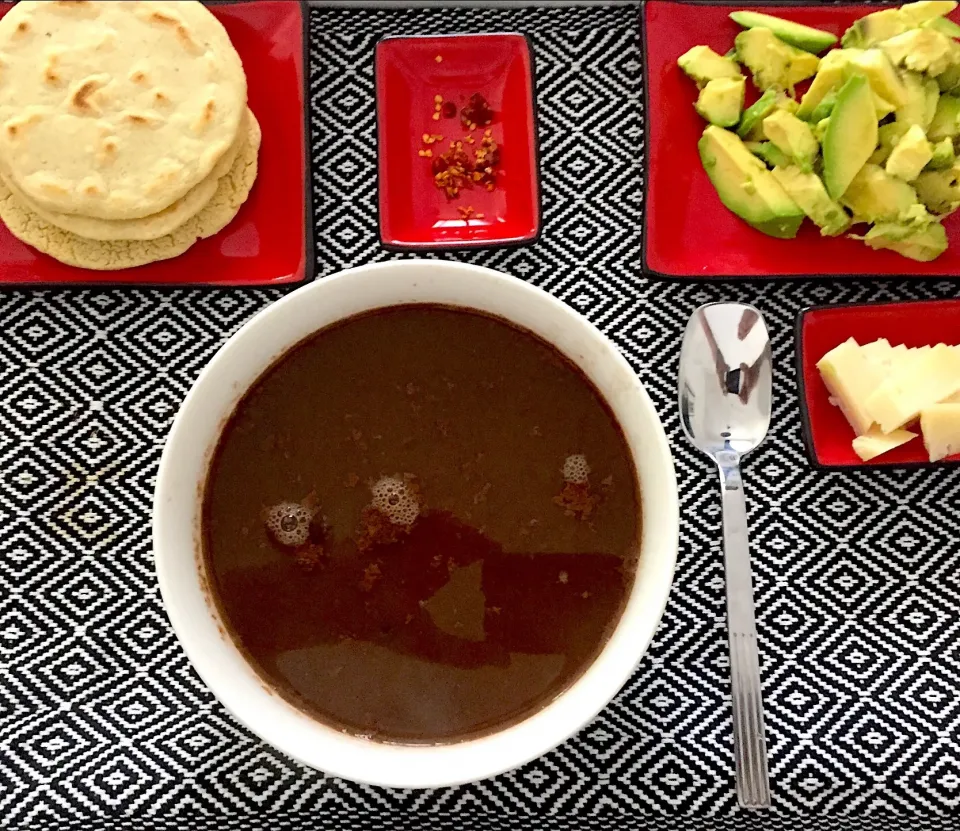 Red bean soup with cheese, avocado, chilli and tortilla 🌵☀️🌶🥑|Natalia Rodriguezさん