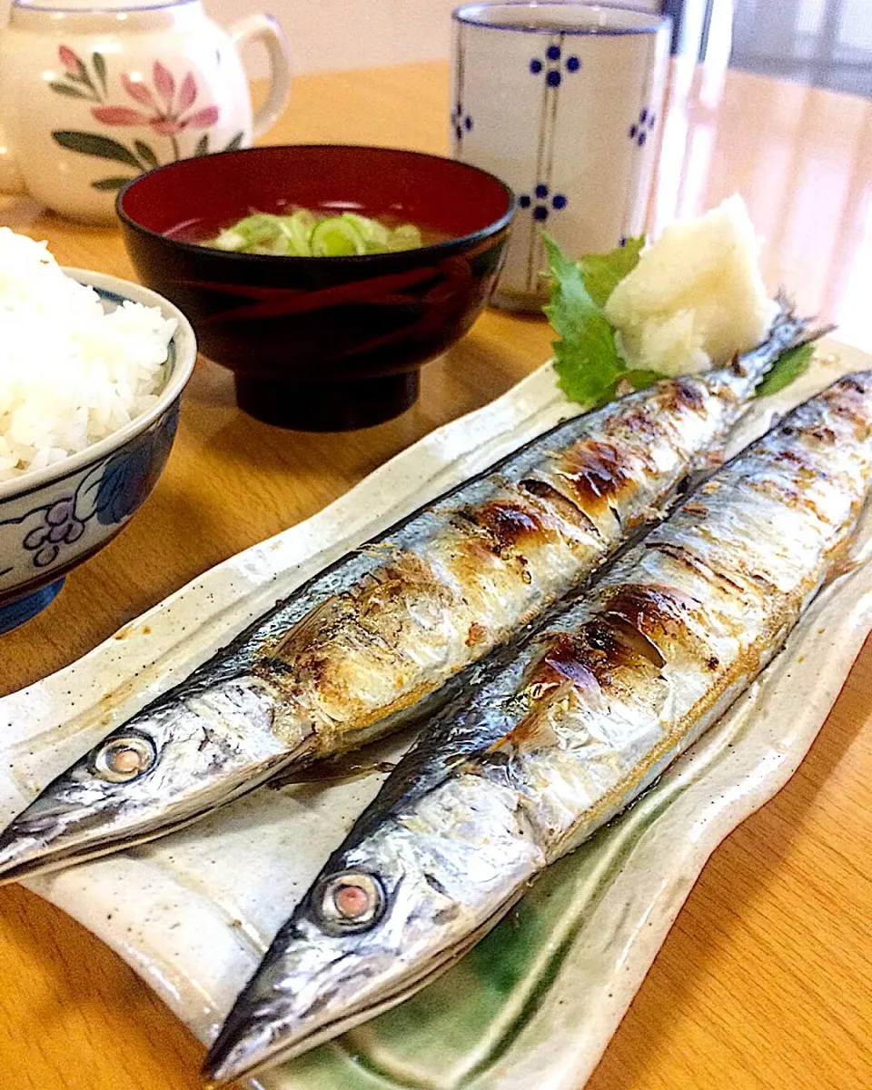 新さんま塩焼き定食 朝ごはん|ガク魁‼︎男飯さん