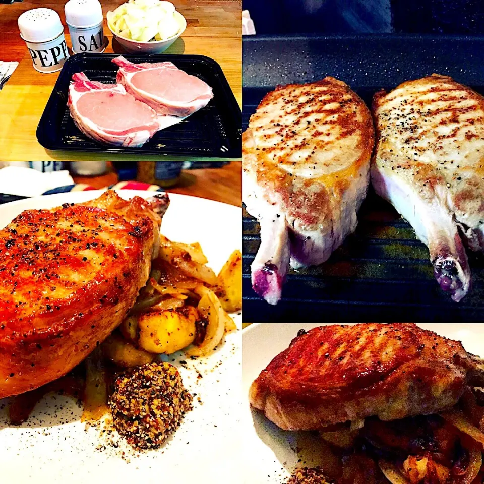 #homecooking #porkcutlets  Pork Cutlet Steak with Sweet Potato & Onions with Grain Mustard|Emanuel Hayashiさん