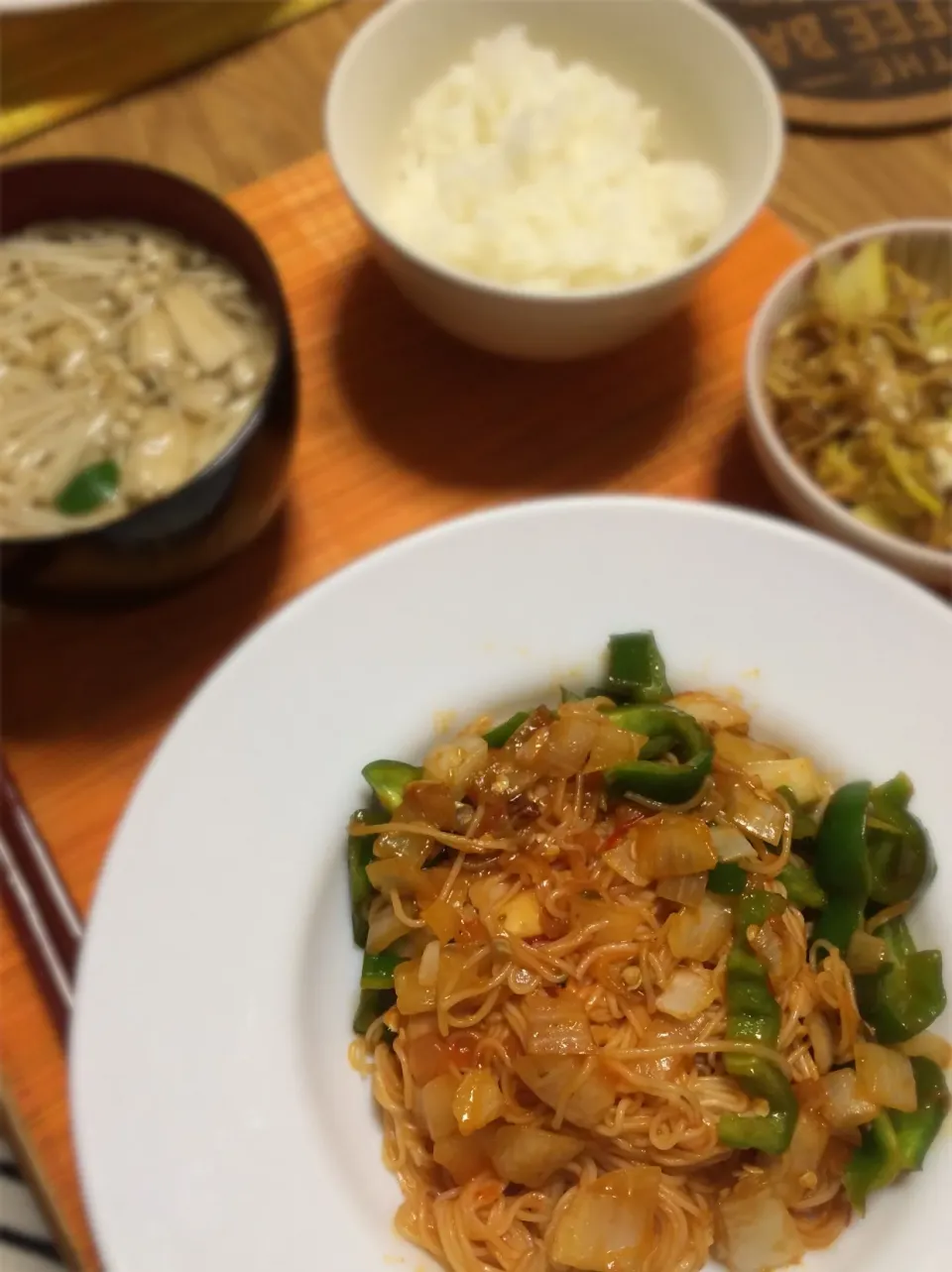 2017/09/21 素麺パスタ・トマトソース、千切り大根&チキンのカレー炒め、えのきのコンソメスープ|kykyさん