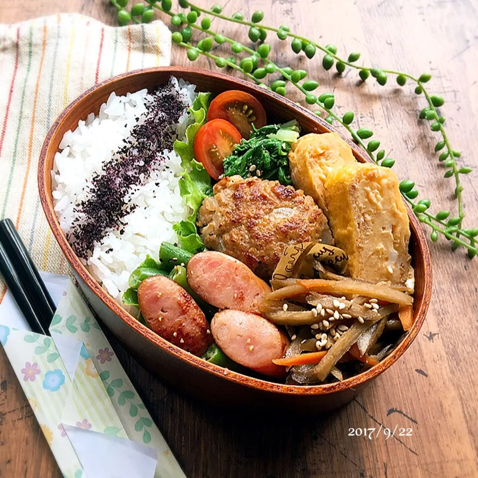 Snapdishの料理写真:✴︎旦那さんのハンバーグ弁当|津久井 美知子(chiko)さん