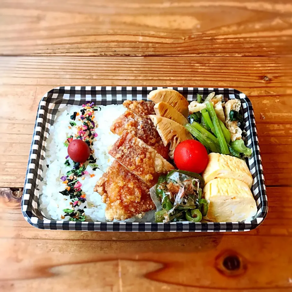 鶏皮パリパリ揚げメインの旦那弁当|mnkさん