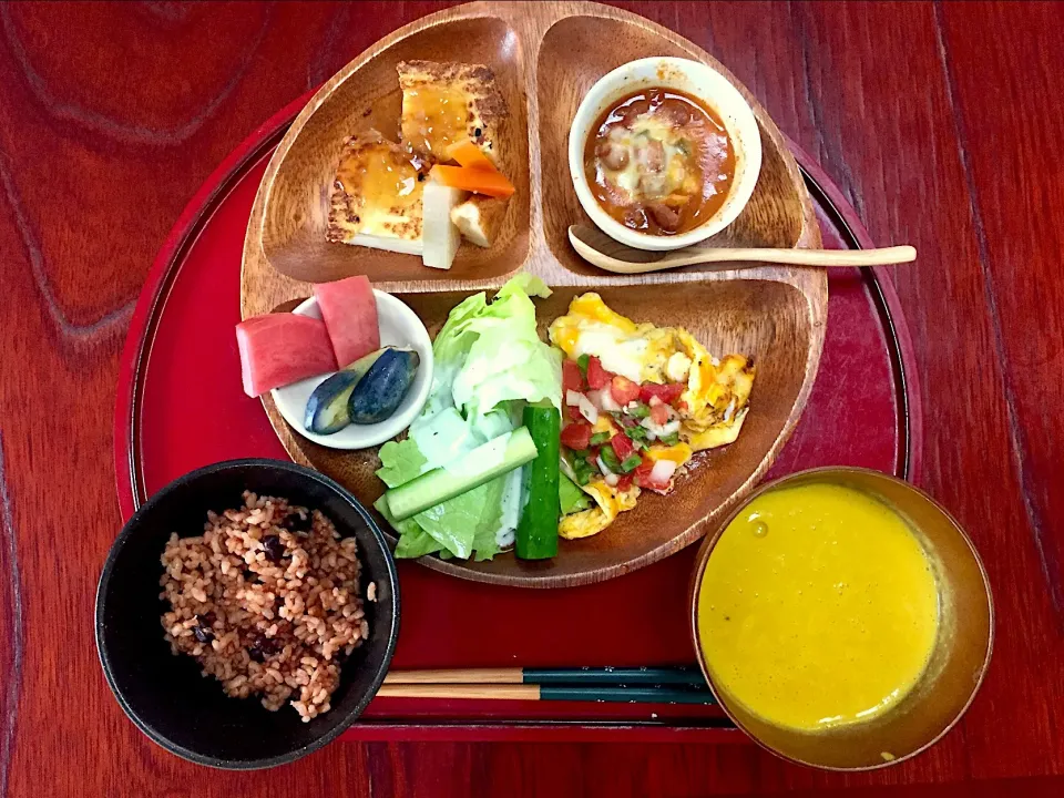 Snapdishの料理写真:土曜日の朝ご飯 カボチャのポタージュ|ishibashiさん