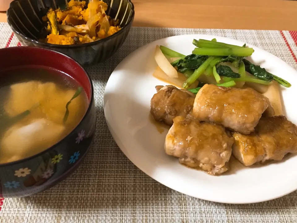 とある夜ご飯🍴
#お豆腐肉巻き照り焼き🥓#かぼちゃの甘煮|みきさん