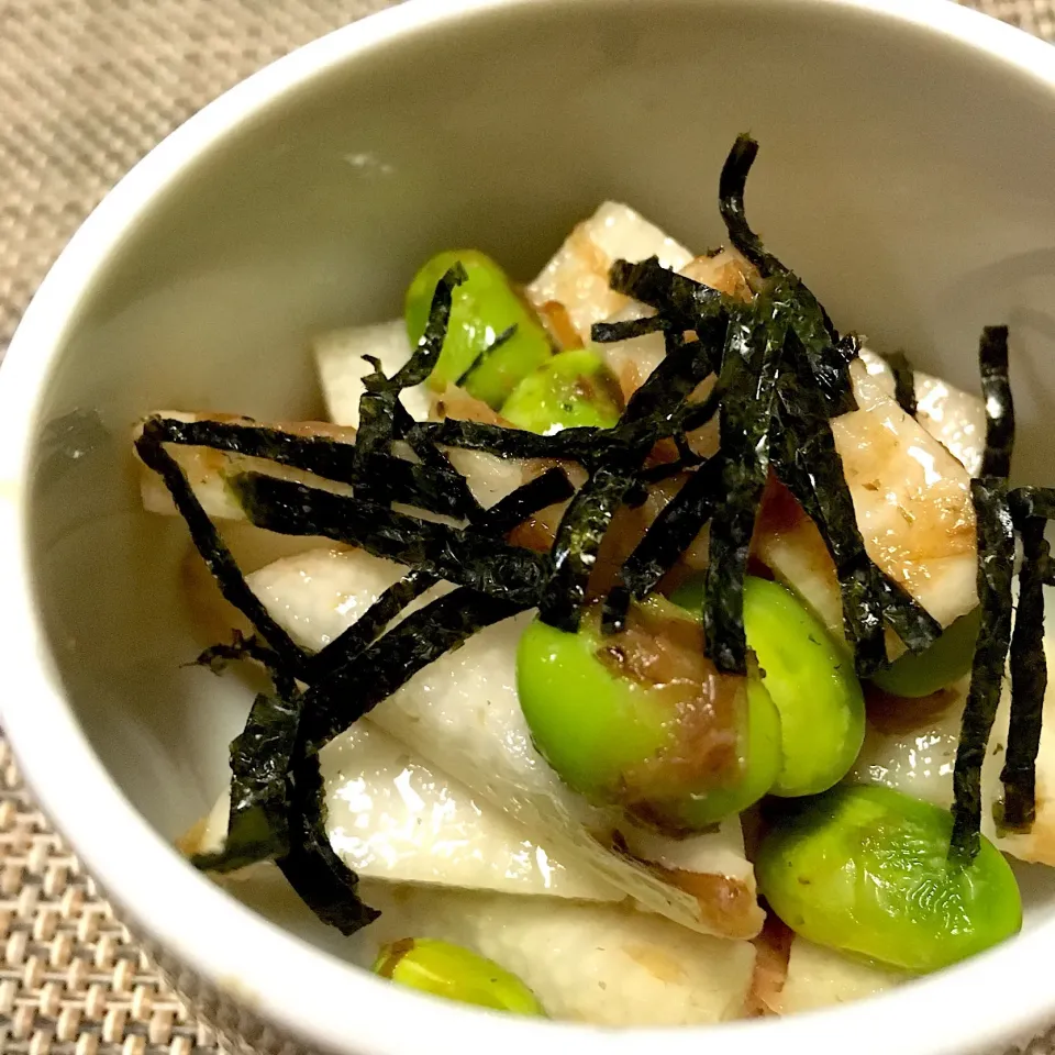 長芋と枝豆の麺つゆ和え|けいさん