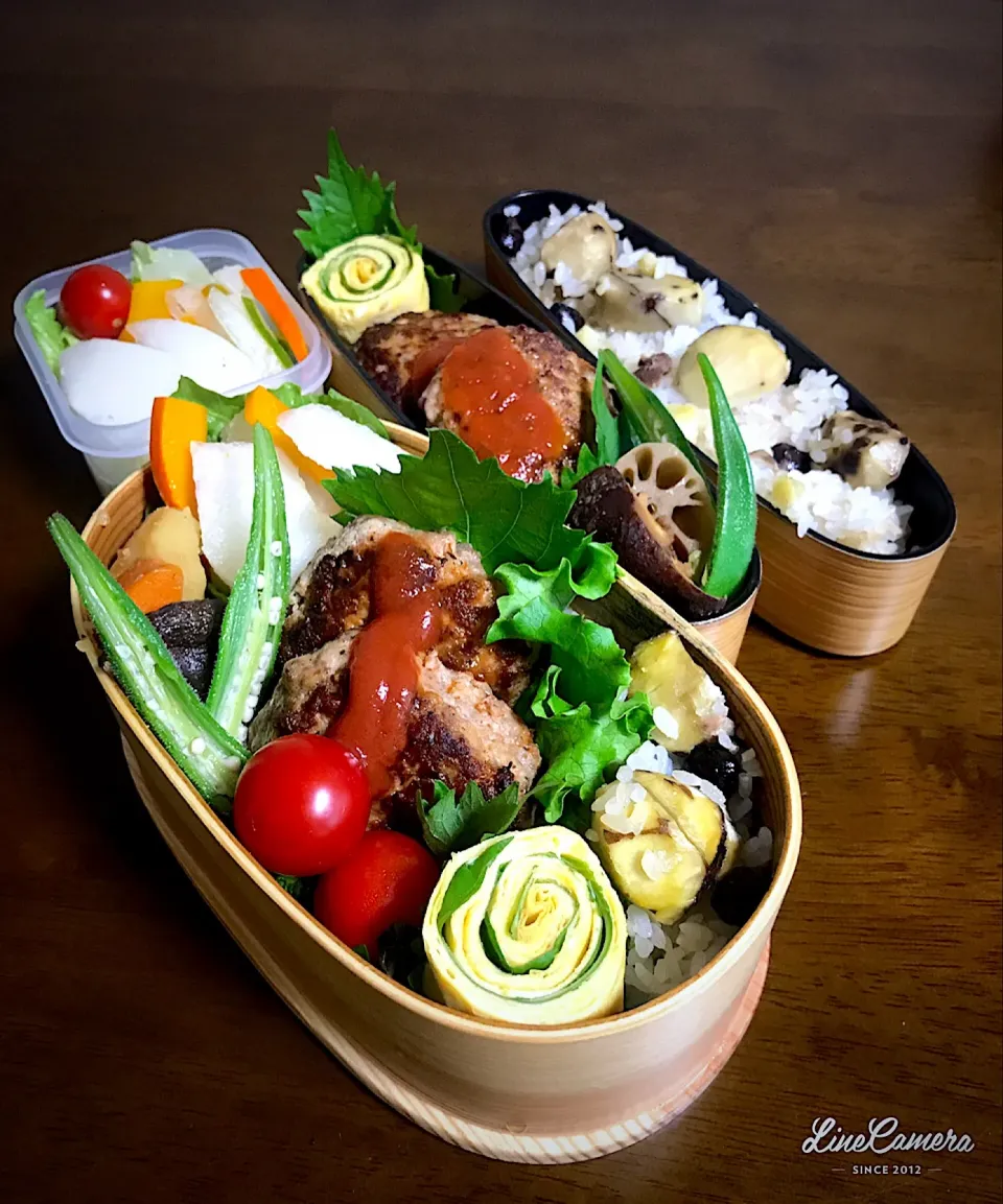 今日の2人のお弁当🍱シャキシャキセロリのハンバーグ&梨🍐とセロリのサラダ|とんちんさん