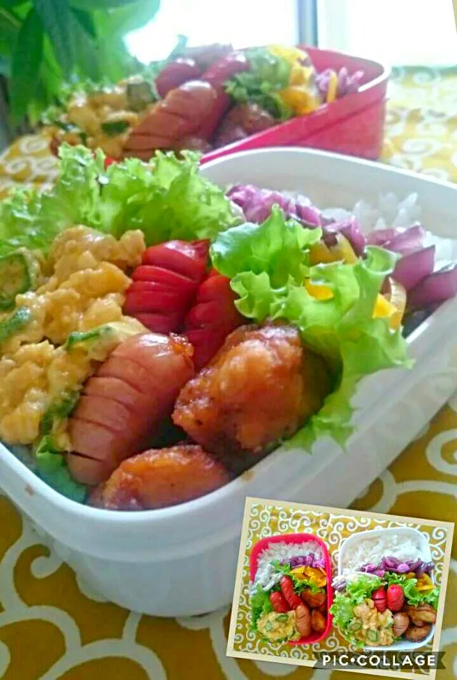 Snapdishの料理写真:#今日のお弁当
 #節約弁当
私＆老人の昼うち弁当🍁🍂|kimi=kimi🌼Kitchenさん