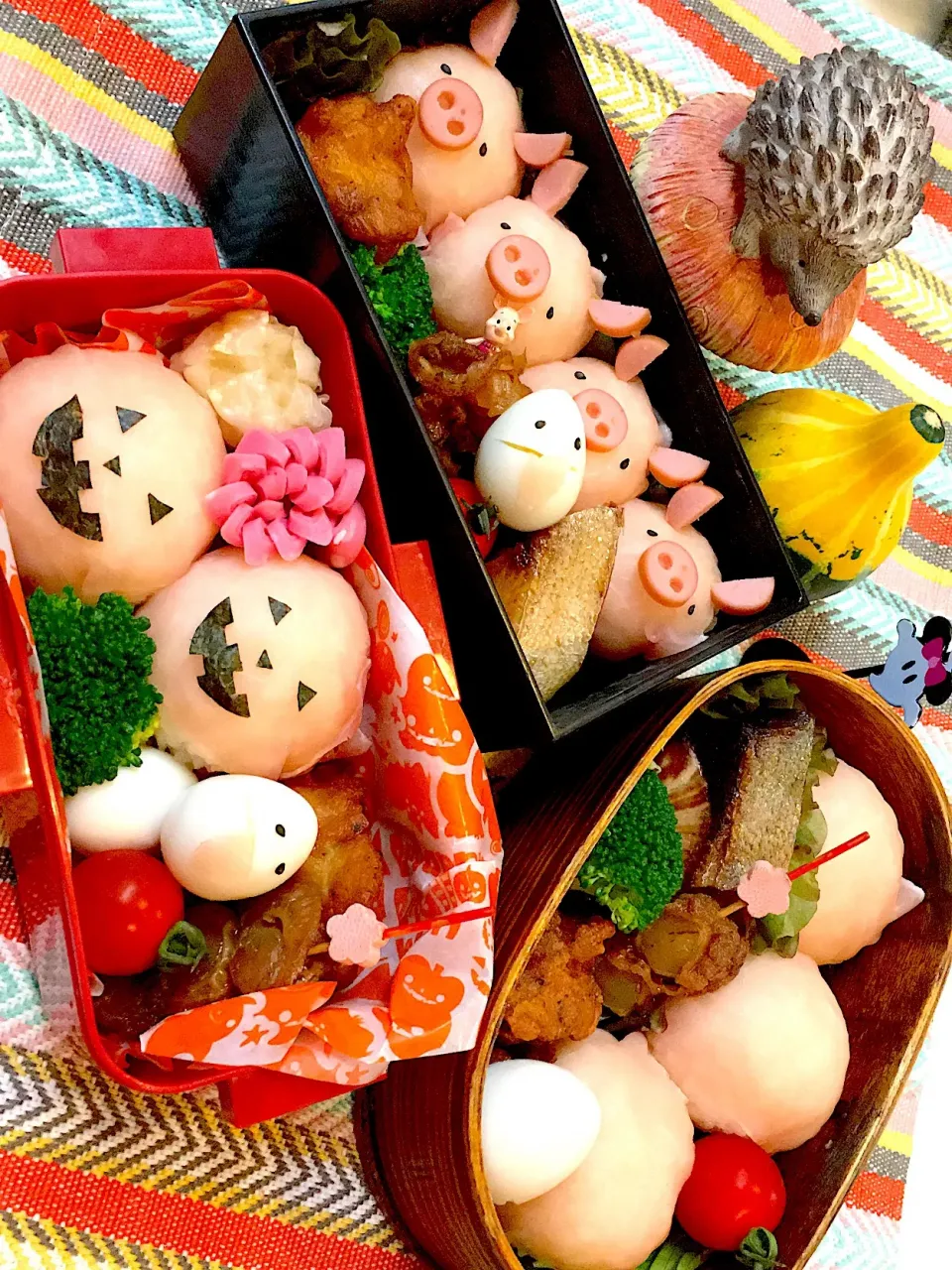 #ハロゥインお弁当 
#豚さんお弁当🐽 
#生ハムおにぎり|Yuki Kawasumiさん