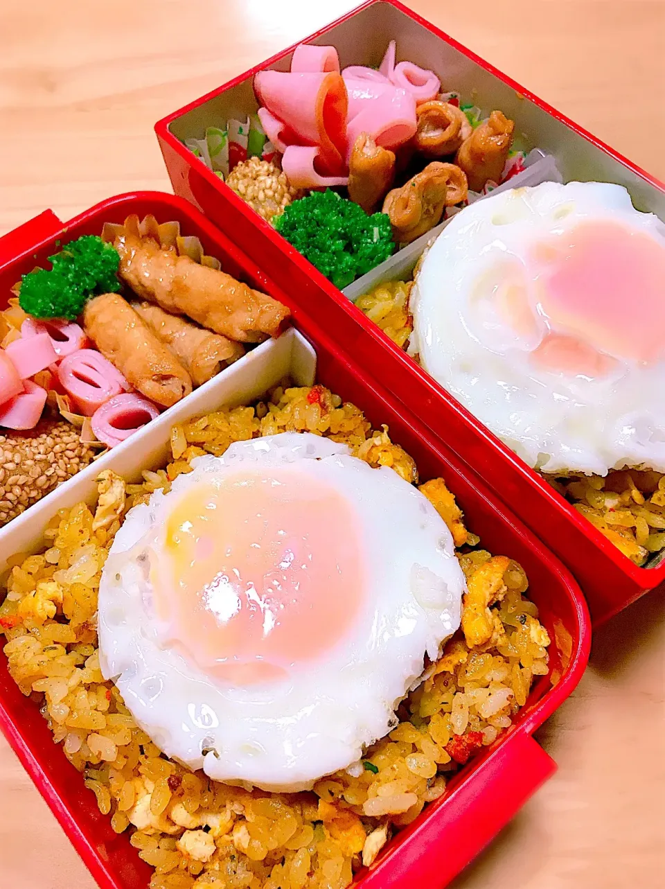 JKとJCのドライカレーと肉巻き弁当|mamacatさん