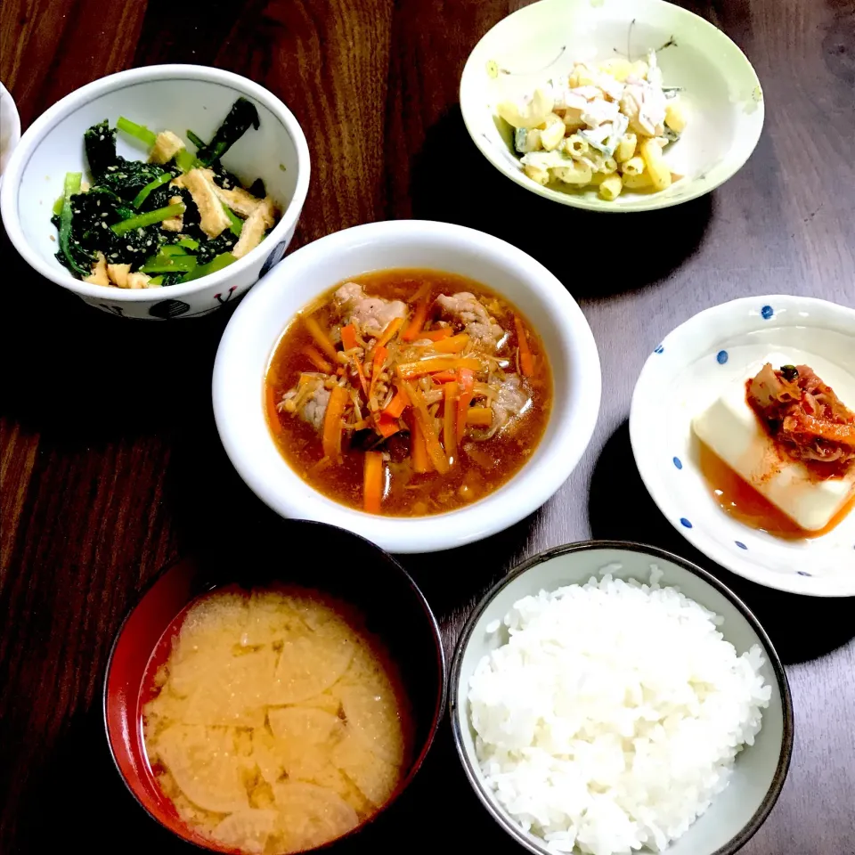 Snapdishの料理写真:夕飯🍄豚コマ肉団子の野菜あんかけ|perfuさん