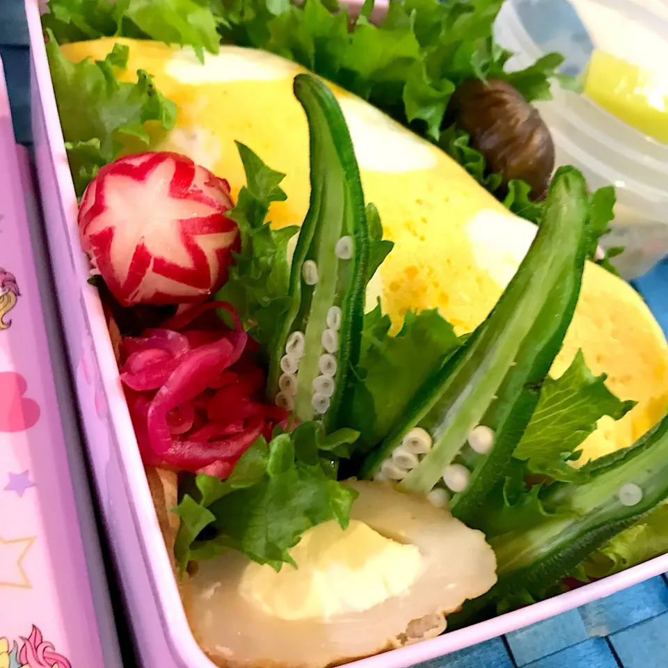 #お弁当 #飾り切り #水玉オムライス|chikasdayさん