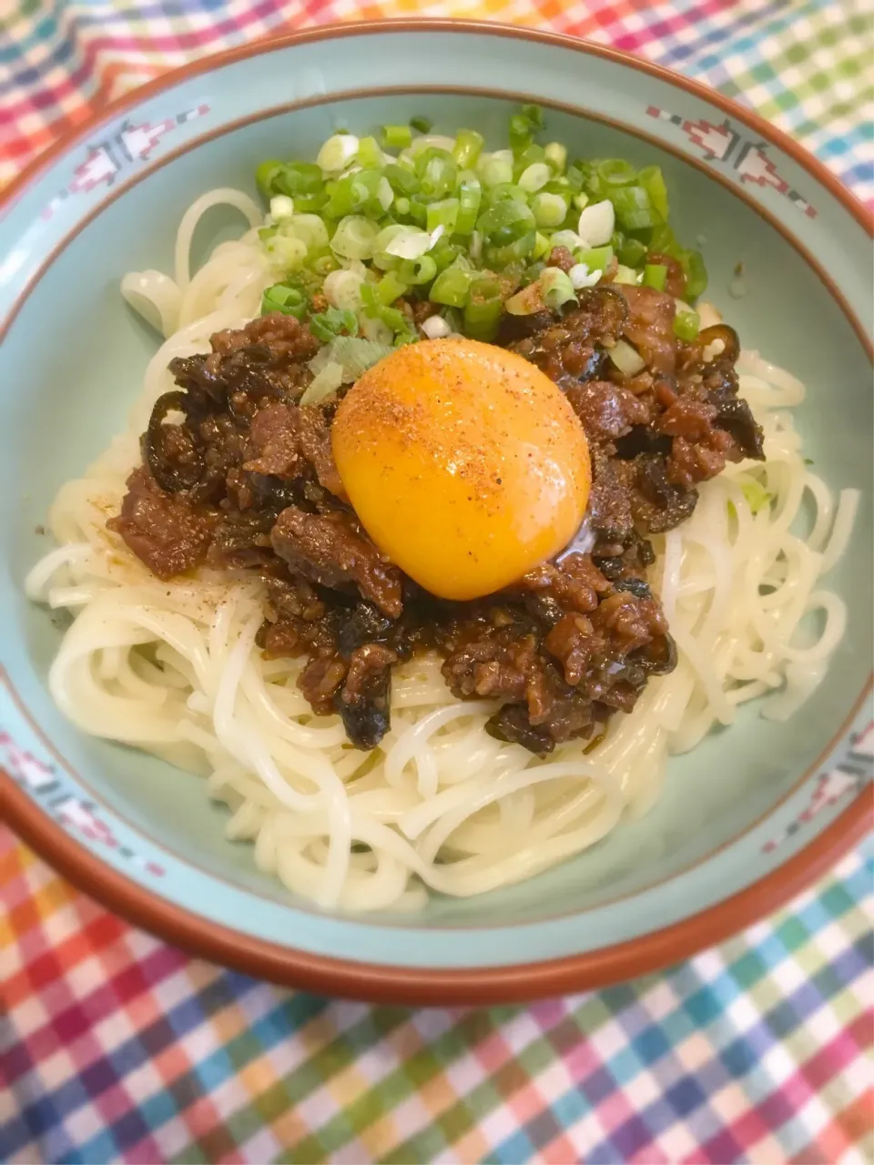 Snapdishの料理写真:半田麺でピリ辛ジャジャン麺💕|key♪さん