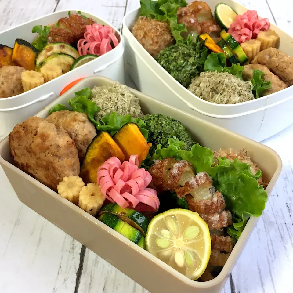 Snapdishの料理写真:オニオンリングのドーナツ風竹輪天弁当|サリーさん