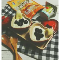 プラセンタ入りフルーツヨーグルト💚😊