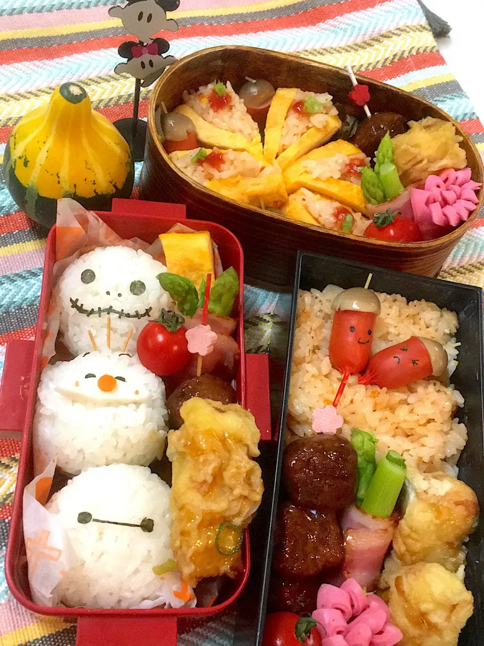 #ジャック、オラフ、ベイマックスのお弁当 
#オムライスケーキお弁当
#チキンライスお弁当|Yuki Kawasumiさん