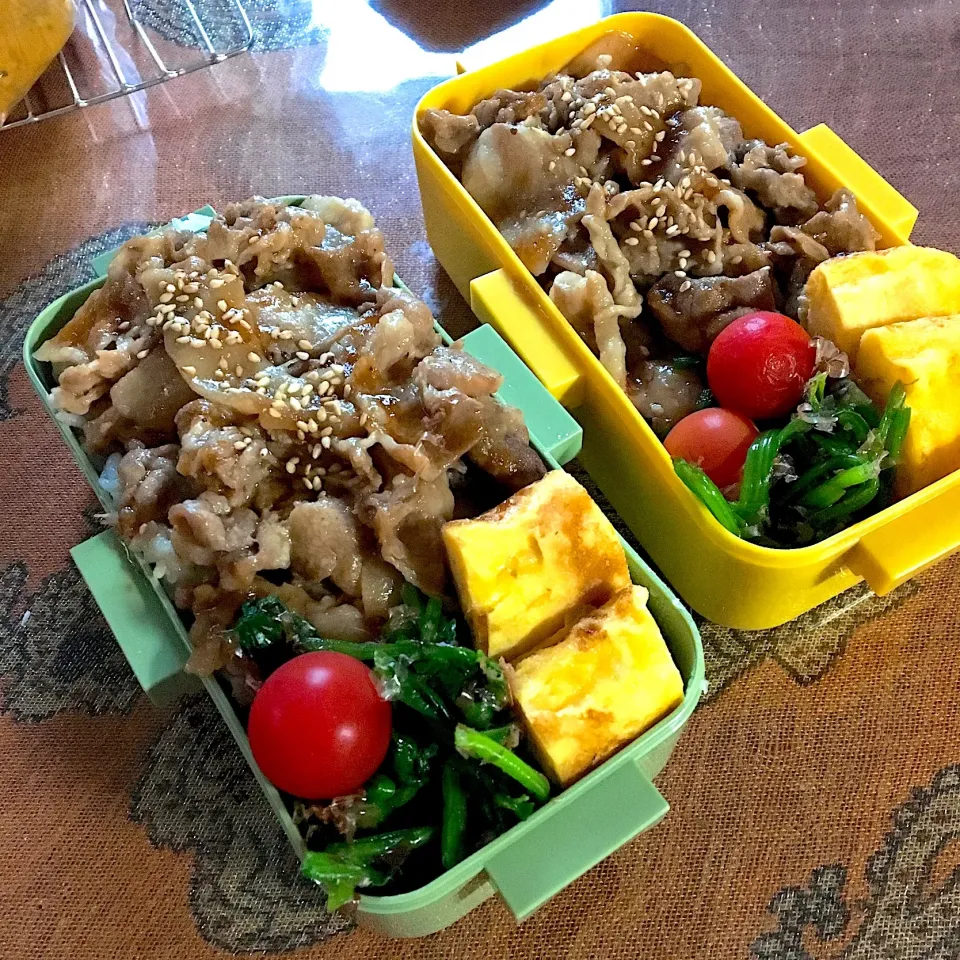 Snapdishの料理写真:#お弁当 #お昼ご飯 #卵焼き 

9.30 主人と息子部活弁当🍱🍱|renharuruさん