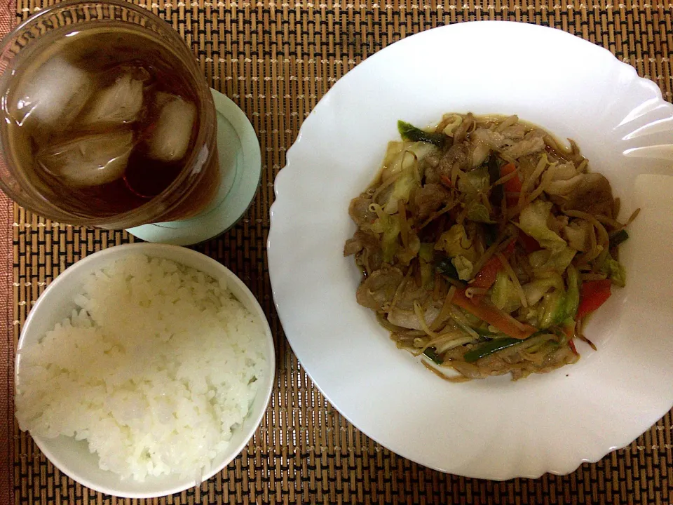 豚肉野菜炒めご飯|ばーさんさん