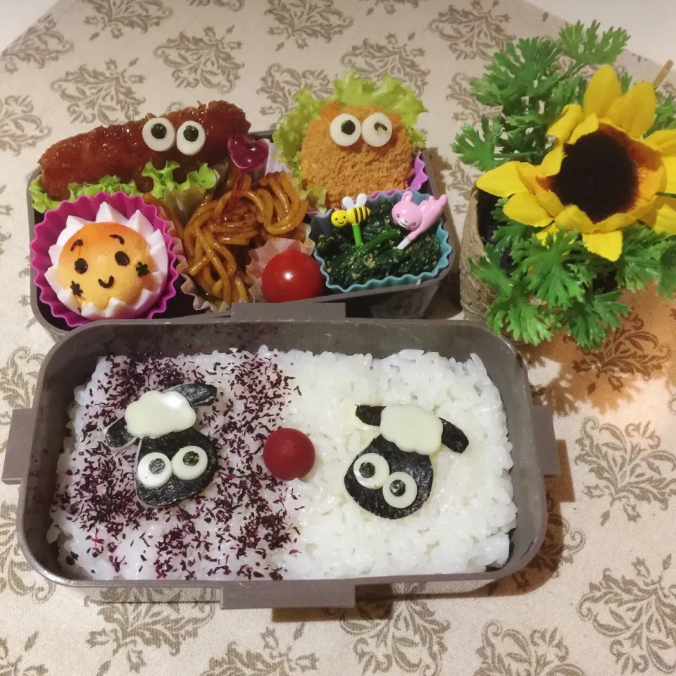 Snapdishの料理写真:10/2❤︎娘の日の丸色弁当❤︎ひつじのショーン #お弁当 #お昼ごはん #娘弁当 #ランチ #日の丸|Makinsさん