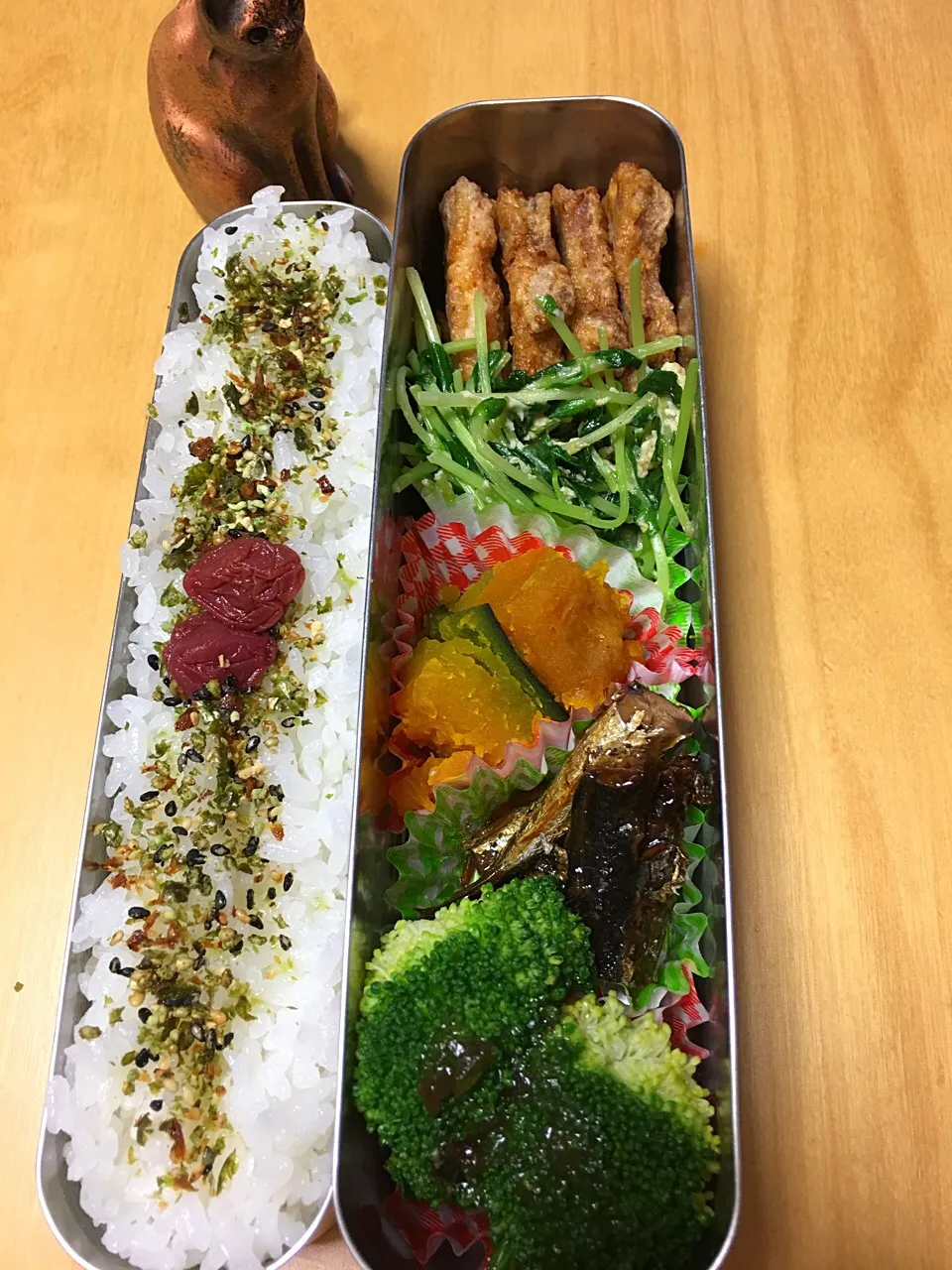 ポークピカタ 豆苗炒め かぼちゃ煮 いわし生姜煮 ブロッコリー弁当。|Kumiko Kimuraさん