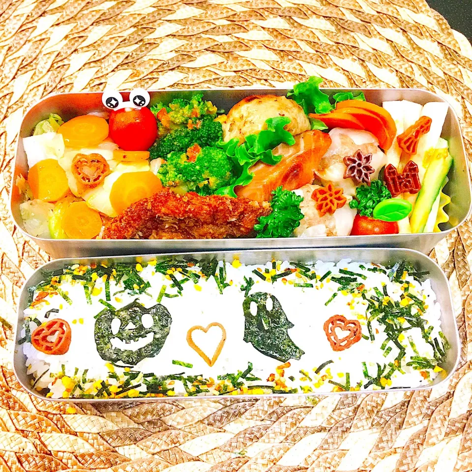 今日の息子のお弁当(((o(*ﾟ▽ﾟ*)o)))♡  #10月はハロウィン弁当#かんたん弁当#作り置き冷凍おかず#時短のお弁当 #雑だが仕方ないww|りんりんさん