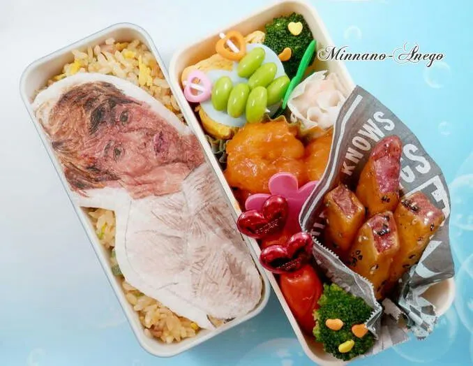 防弾少年団『ジョングク/정국/Jungkook』弁当
 #オブラートアート
 #似顔絵弁当
 #中学生弁当|みんなのあねごさん