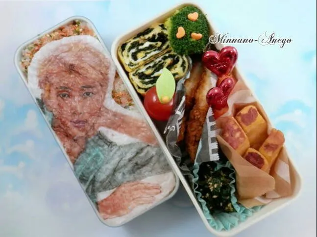 Snapdishの料理写真:防弾少年団『ラップモンスター/랩몬스터/Rap Monster』弁当
 #オブラートアート
 #似顔絵弁当
 #中学生弁当|みんなのあねごさん