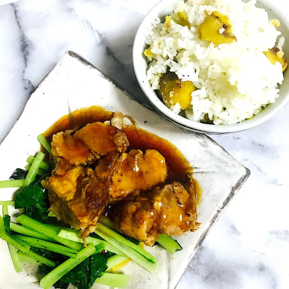 Snapdishの料理写真:栗ご飯、豚角煮|Azuさん