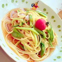 アスパラの冷製パスタ🍝|里沙さん