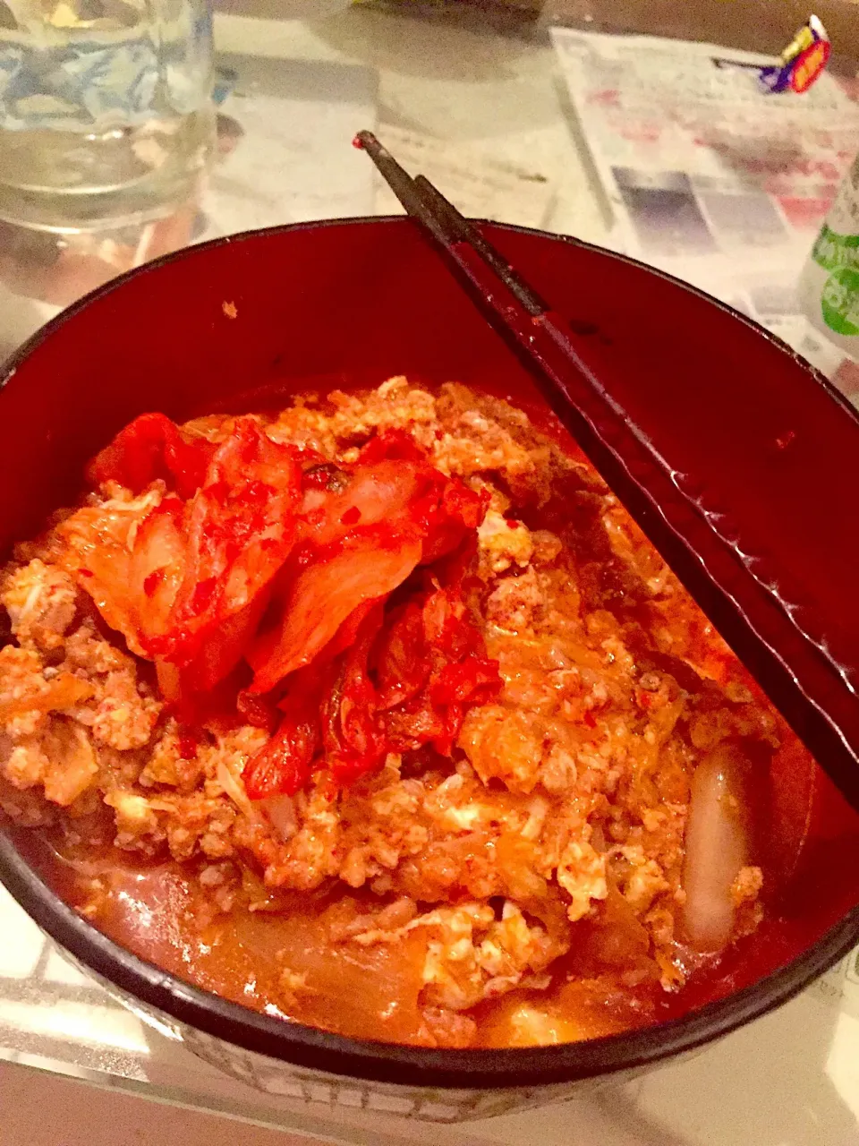 Snapdishの料理写真:キムチ丼♡
When husband's not home...;)|Sameen Gotoさん