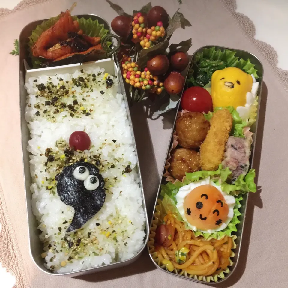 10/5❤︎主人の日の丸色弁当❤︎おばけ👻 #お弁当 #お昼ごはん #主人弁当 #ランチ #日の丸 #おばけ|Makinsさん