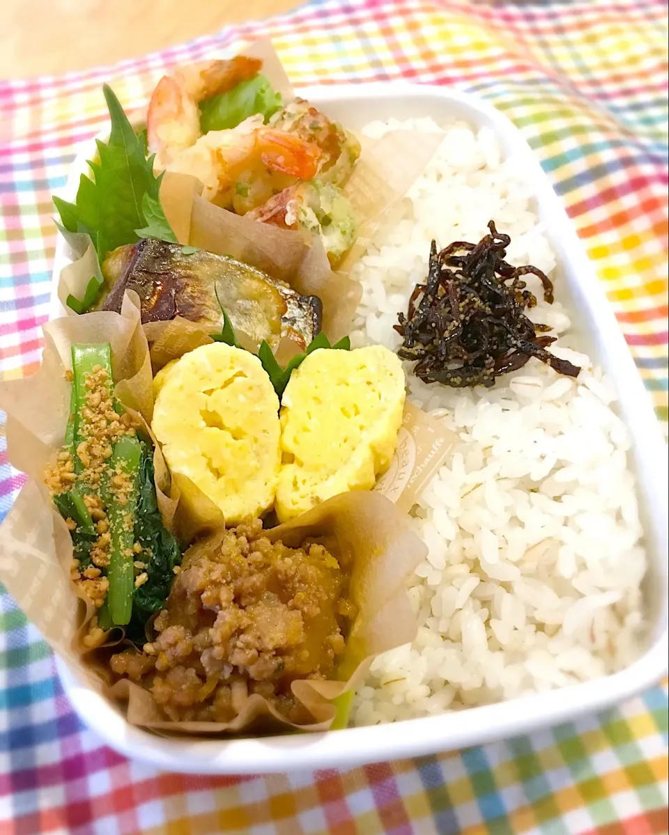 今日のパパ弁当は和食弁当🍱 (簡単レンジだし巻き玉子の作り方あり💕)|key♪さん