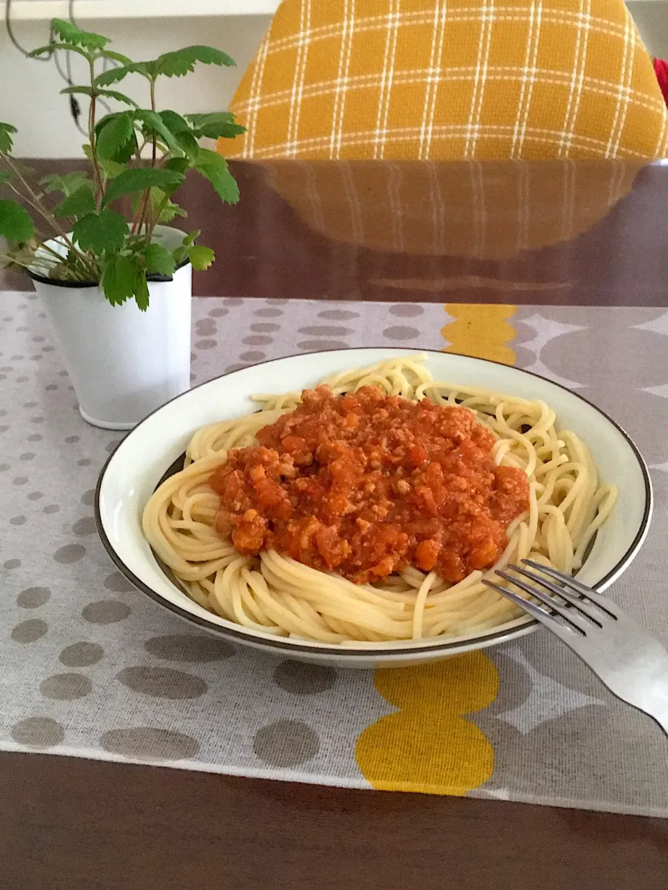 鶏肉使ったミートソーススパゲッティ|けもさん