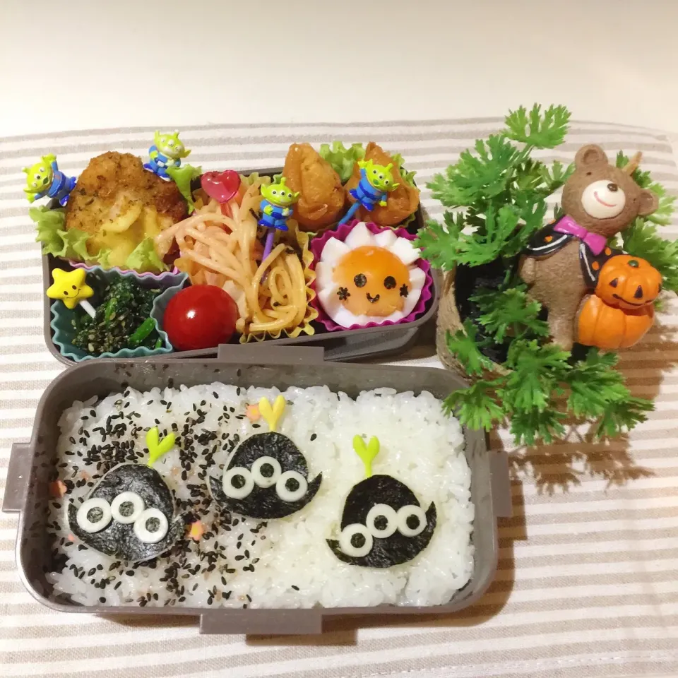 10/６❤︎娘のお弁当❤︎リトルグリーンメン #お弁当 #お昼ごはん #娘弁当|Makinsさん