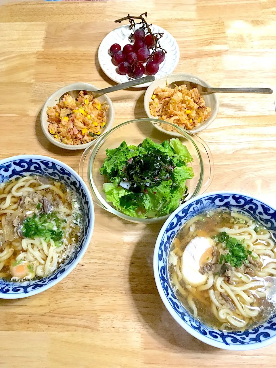 並びが偶然ピラミッド？肉うどんな晩御飯(*'ｪ`*)|さくたえさん