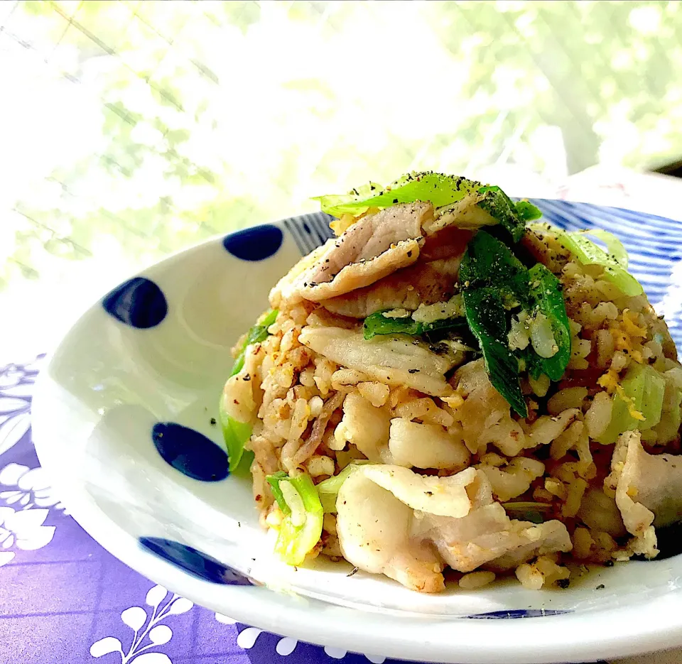 昼ごはん  ネギ塩豚炒飯|砂雪さん