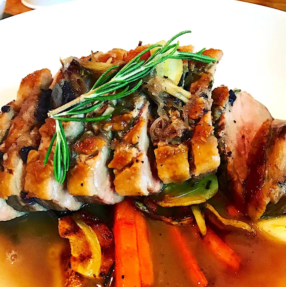 Quick lunch Menu Today Duck Breast with Fresh Rosemary,Ginger,Garlic, Eggplants, Carrots Blueberry Butter Sauce #chefemanuel #homecooking love cooking|Emanuel Hayashiさん