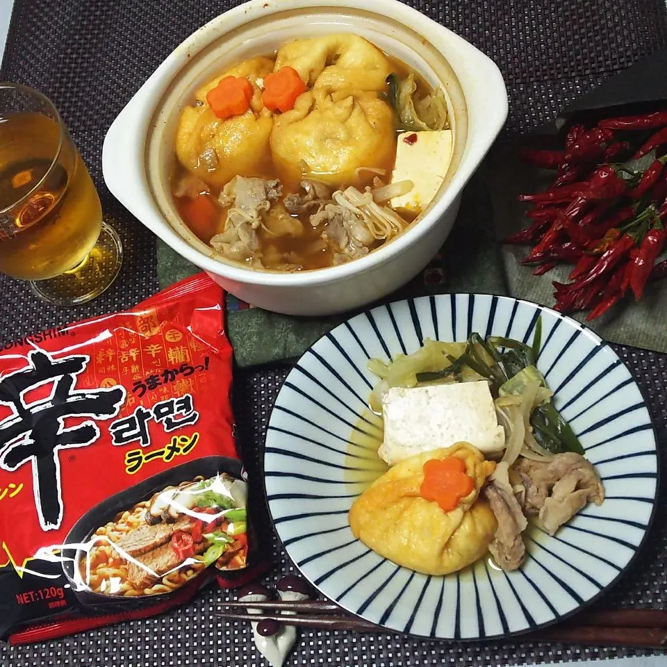 辛ラーメンのアレンジレシピ♡巾着ラーメン🎶|シュワシュワキッチンさん