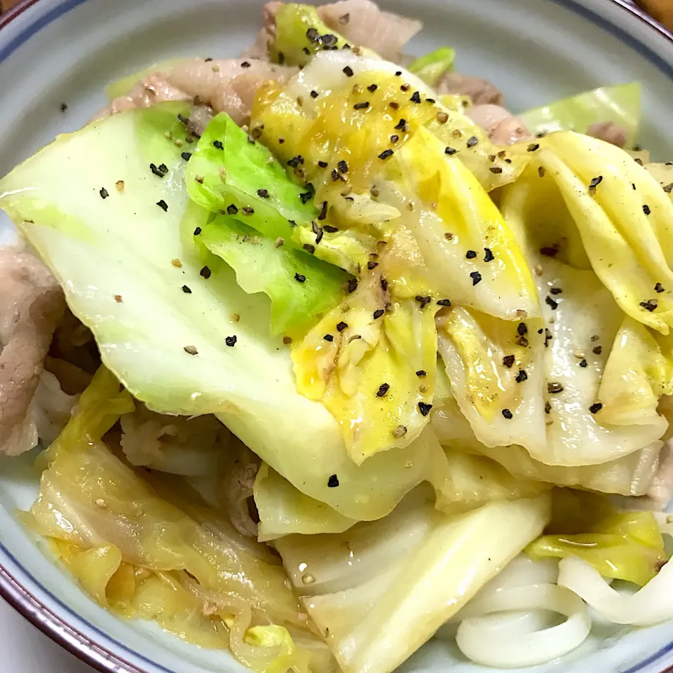 キャベツと塩豚のうどん🍜|HALさん