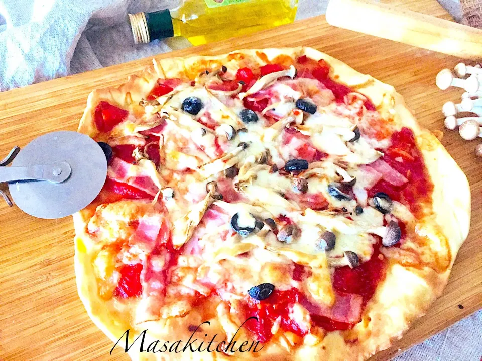 Bacon&mushrooms pizza|Masakiさん