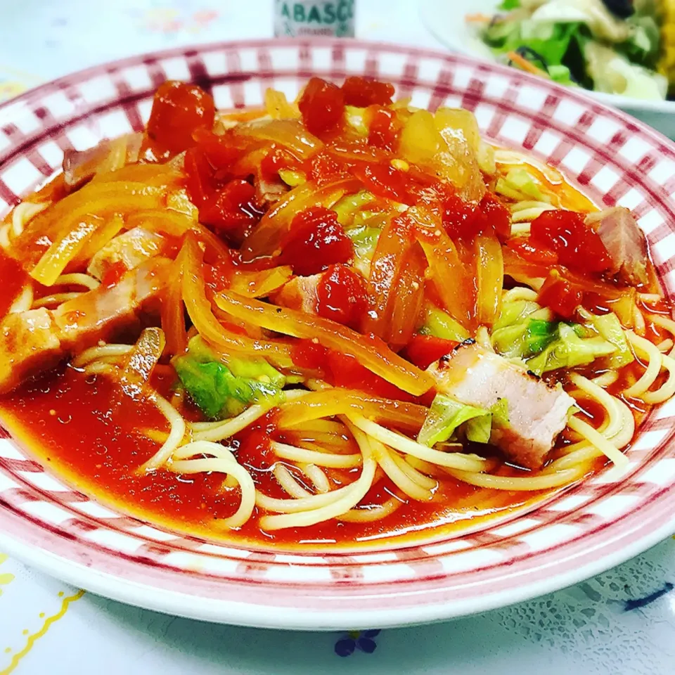 ベーコンとキャベツのトマトスープスパゲティ🍅|ター坊さん