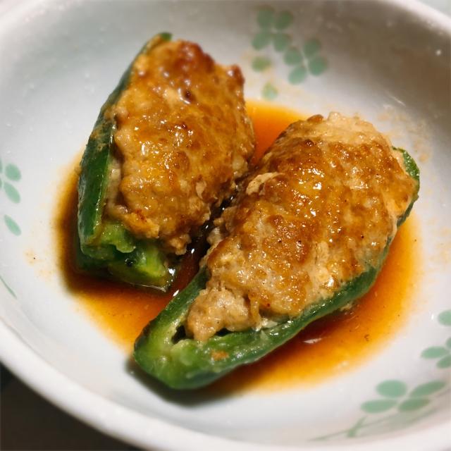 カニとベーコンのピーマン肉詰めのレシピ