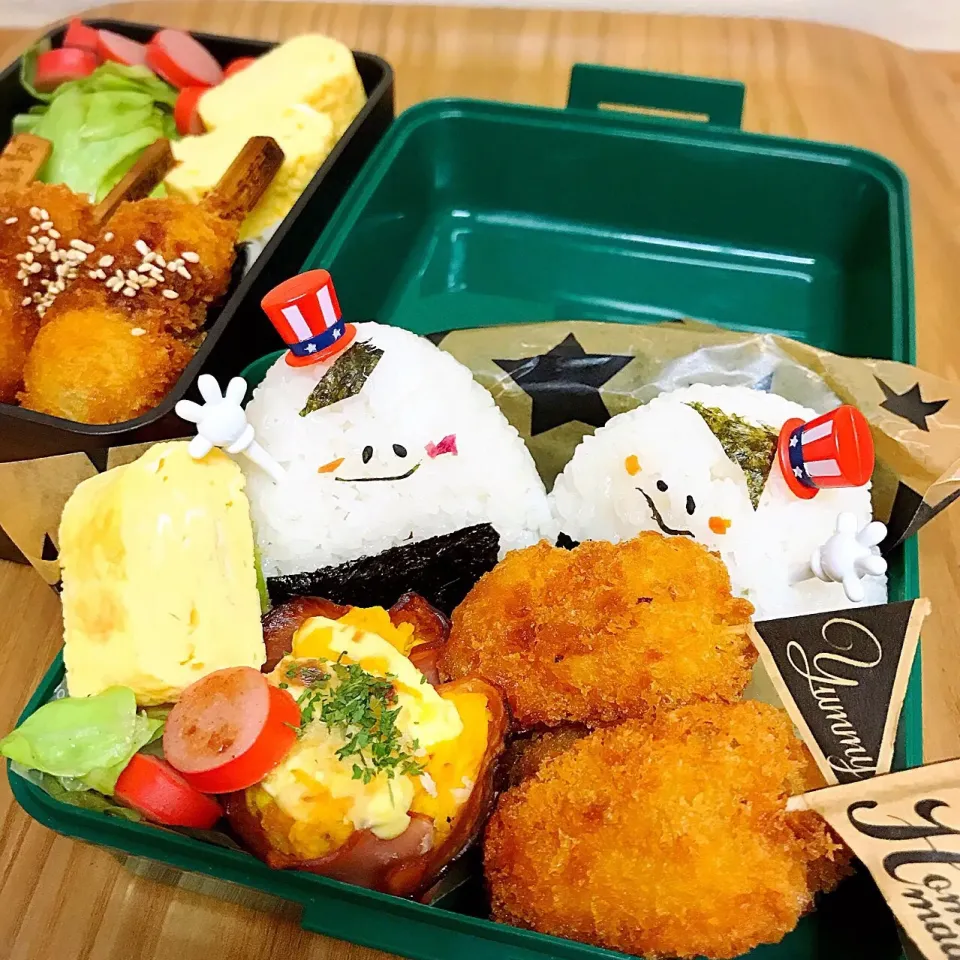 Snapdishの料理写真:串カツ♡娘弁当♡#マッシュドパンプキン のハムカップ|mnkさん