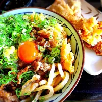 Snapdishの料理写真:牛すき釜玉うどん|KooNさん